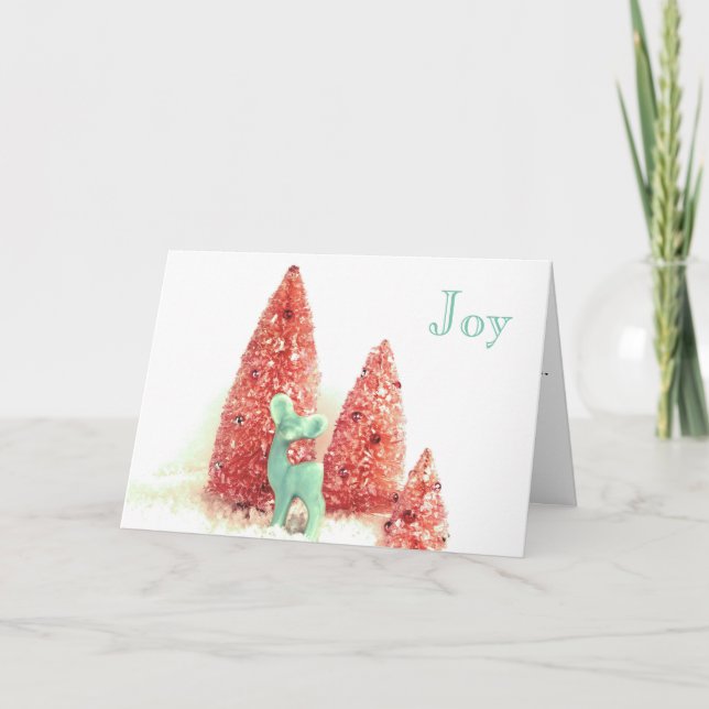 Cartes Pour Fêtes Annuelles Retro Christmas Deer Joy (Devant)