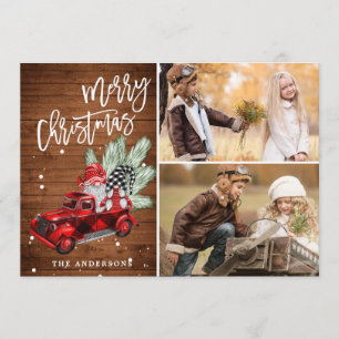 Cartes Pour Fêtes Annuelles Retro Christmas Red Truck Rustic 2 PHOTO Salutatio