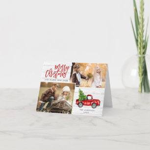 Cartes Pour Fêtes Annuelles Retro Christmas Red Truck Rustic 2 PHOTO Salutatio