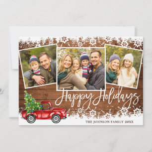 Cartes Pour Fêtes Annuelles Retro Christmas Red Truck Rustic 3 PHOTO Salutatio