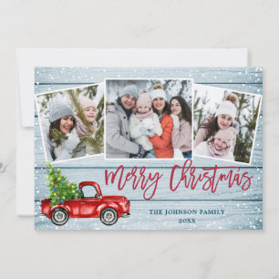 Cartes Pour Fêtes Annuelles Retro Christmas Red Truck Rustic 3 PHOTO Salutatio
