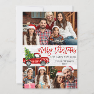 Cartes Pour Fêtes Annuelles Retro Christmas Red Truck Rustic 3 PHOTO Salutatio