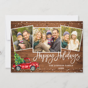 Cartes Pour Fêtes Annuelles Retro Christmas Red Truck Rustic 3 PHOTO Salutatio