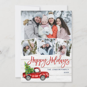 Cartes Pour Fêtes Annuelles Retro Christmas Red Truck Rustic 4 PHOTO Salutatio