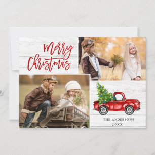Cartes Pour Fêtes Annuelles Retro Christmas Red Truck Rustic 5 PHOTO Salutatio