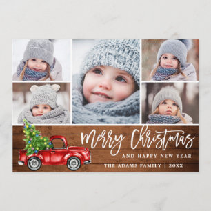 Cartes Pour Fêtes Annuelles Retro Christmas Red Truck Rustic 5 PHOTO Salutatio