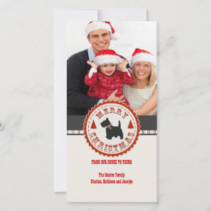 Cartes Pour Fêtes Annuelles Retro Christmas Scottish Terrier Dog Photo personn