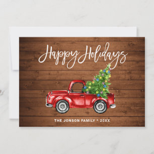 Cartes Pour Fêtes Annuelles Retro Classic Rustic Red Truck voeux de Noël