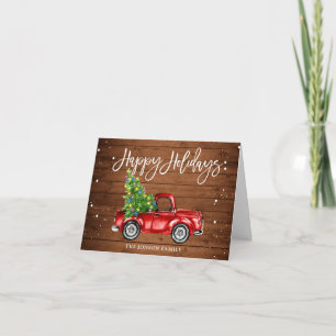 Cartes Pour Fêtes Annuelles Retro Classic Rustic Red Truck voeux de Noël