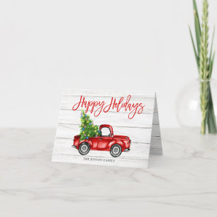 Cartes Pour Fêtes Annuelles Retro Classic Rustic Red Truck voeux de Noël
