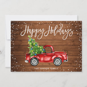 Cartes Pour Fêtes Annuelles Retro Classic Rustic Red Truck voeux de Noël