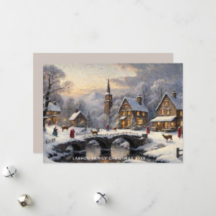 Cartes Pour Fêtes Annuelles Retro Classic Snowy Winter Wonderland Personnalisé