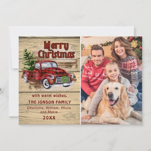 Cartes Pour Fêtes Annuelles Retro classique Camion de Noël - accueil (Devant)