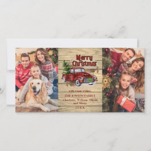 Cartes Pour Fêtes Annuelles Retro classique Roue Camion de Noël Rustique Salut