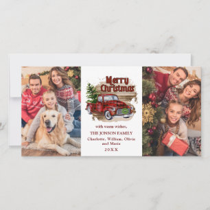 Cartes Pour Fêtes Annuelles Retro classique Rustique Roue Noël Voiture de Cami