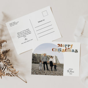 Cartes Pour Fêtes Annuelles Retro Coloré Joyeux Arc de Noël Photo