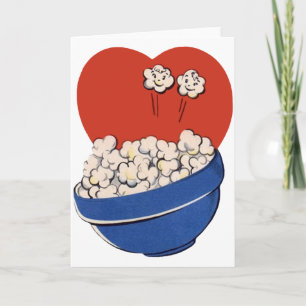 Cartes Pour Fêtes Annuelles Retro Cute Humour, Bowl of Popcorn pour les films!
