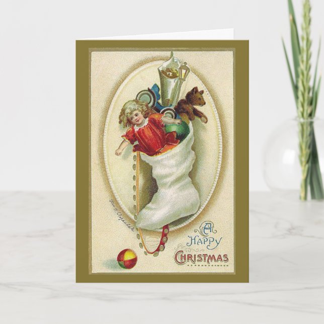 Cartes Pour Fêtes Annuelles Rétro de vacances avec jouets Noël (Devant)