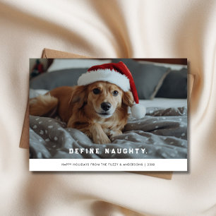 Cartes Pour Fêtes Annuelles Retro Définir Naughty Christmas Santa Hat Chien Ph