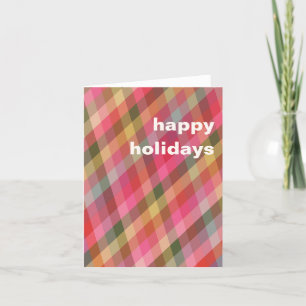 Cartes Pour Fêtes Annuelles Retro Diagonal Noël Plaid Cute Preppy Blank