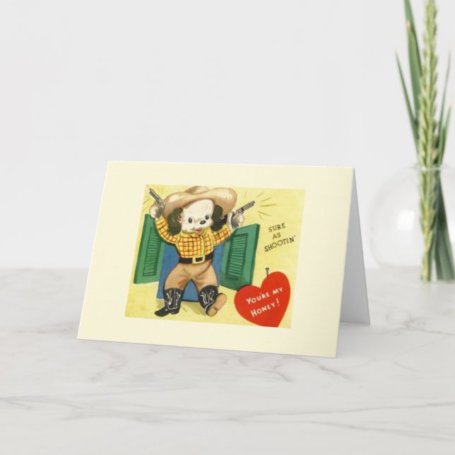 Cartes Pour Fêtes Annuelles Retro dog Cowboy Valentine's Day greeting card (Devant)