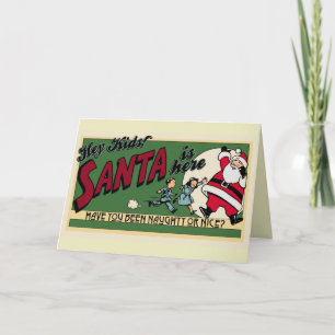 Cartes Pour Fêtes Annuelles Retro Drôle Cartoon Naughty ou Nice Mignonne Noël