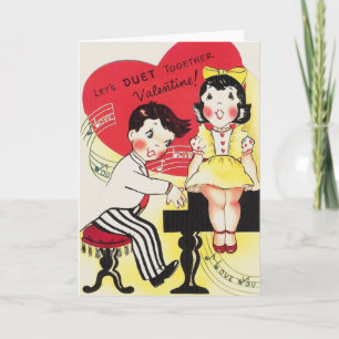 Cartes Pour Fêtes Annuelles Rétro Duet Love Chanson Valentine