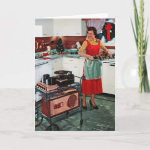 Cartes Pour Fêtes Annuelles rétro femme au foyer vintage des années 1950 dans