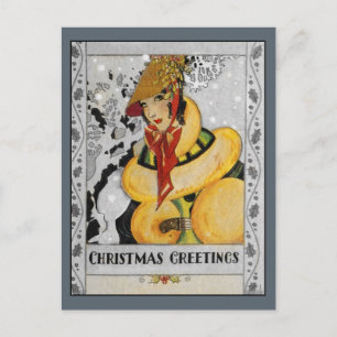 Cartes Pour Fêtes Annuelles Retro Flapper Christmas Greeting
