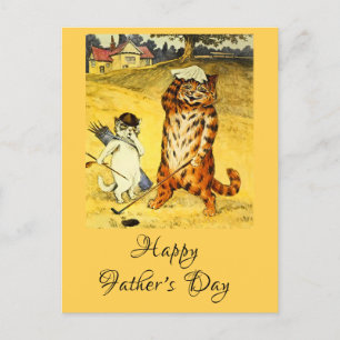 Cartes Pour Fêtes Annuelles Retro Funny Fête des pères Golfing Chat & Caddie