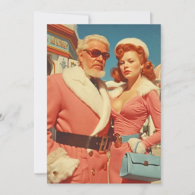 Cartes Pour Fêtes Annuelles Retro Glamour Winter Couple Style (Devant)
