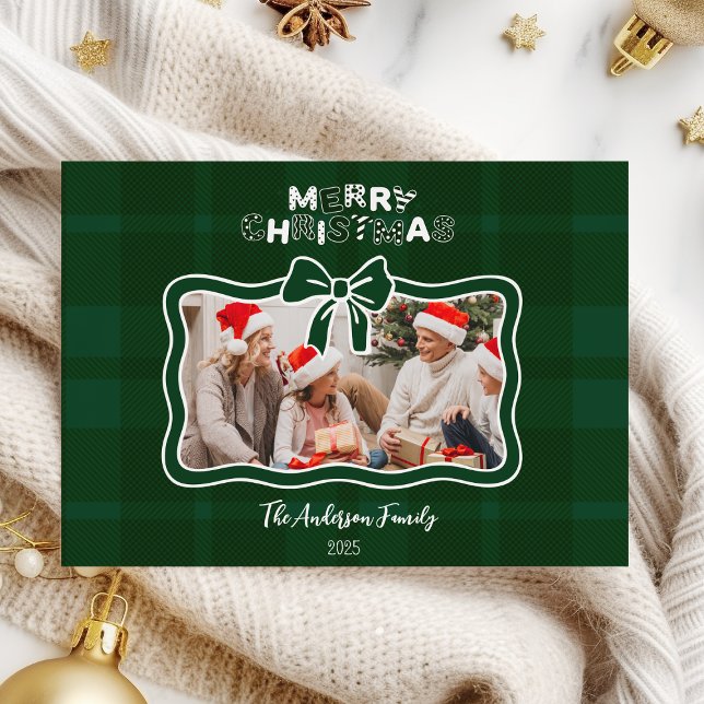 Cartes Pour Fêtes Annuelles Retro Green Plaid Whimsical Christmas  (Créateur téléchargé)