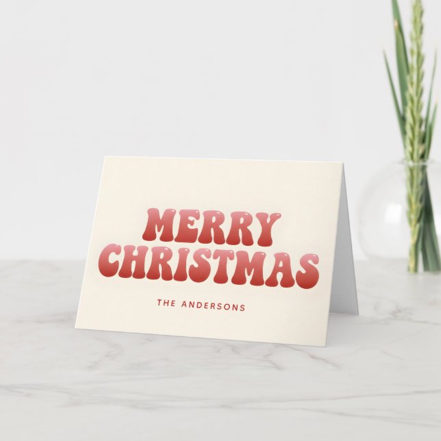 Cartes Pour Fêtes Annuelles Retro Groovy Gradient Script Merry Christmas (Devant)