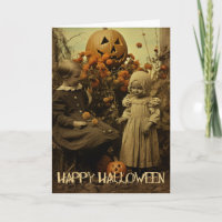Retro Halloween filles déplaisantes avec citrouill