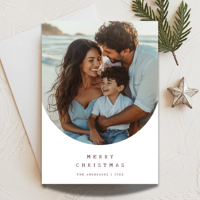 Cartes Pour Fêtes Annuelles Retro Handwriting Arch Photo Beach Christmas Card (Créateur téléchargé)
