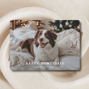 Cartes Pour Fêtes Annuelles Retro Happy Howliday Chien voeux de Noël Photo