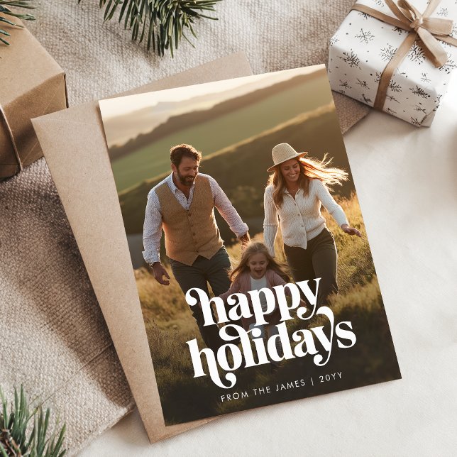 Cartes Pour Fêtes Annuelles Retro Joyeuses Fêtes de Noël Photo verticale (Créateur téléchargé)