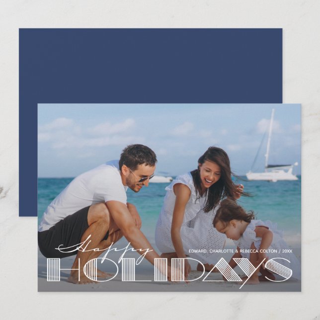 Cartes Pour Fêtes Annuelles Retro Joyeuses vacances Typographie Noël (Devant / Derrière)