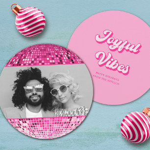 Cartes Pour Fêtes Annuelles Retro Joyeuses Vibes Disco Ball Noël Photo