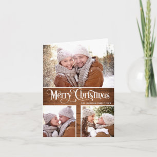Cartes Pour Fêtes Annuelles Retro Joyeux Noël Rustique 3 PHOTO Salutation