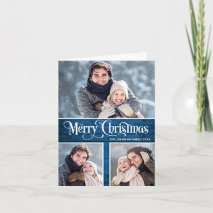 Cartes Pour Fêtes Annuelles Retro Joyeux Noël Rustique 3 PHOTO Salutation