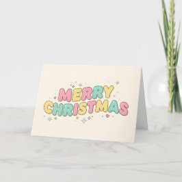 Cartes Pour Fêtes Annuelles Retro Kids Bubble Letter Merry Christmas
