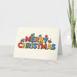 Cartes Pour Fêtes Annuelles Retro Kids Toy Block Merry Christmas