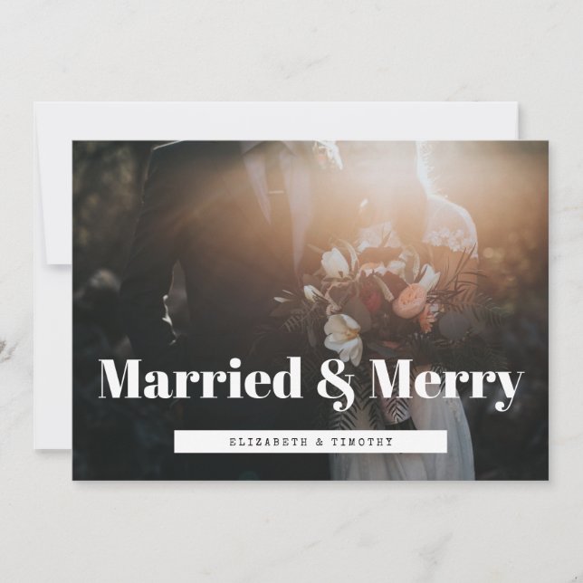 Cartes Pour Fêtes Annuelles Retro Marié et Joyeux mariés photo mariage (Devant)