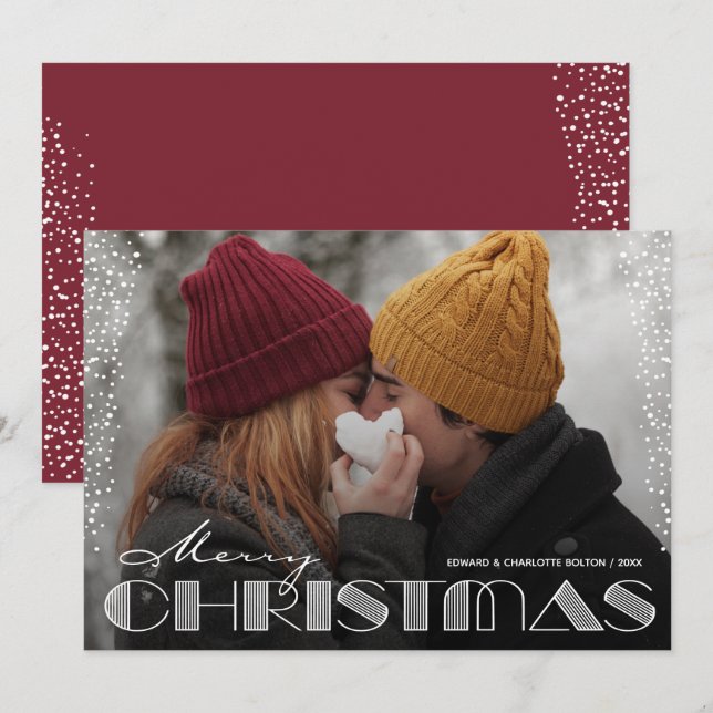 Cartes Pour Fêtes Annuelles Retro Merry Christmas Typographie (Devant / Derrière)