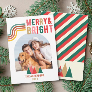 Cartes Pour Fêtes Annuelles Retro Merry et Bright Arch Photo Noël