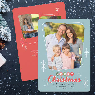 Cartes Pour Fêtes Annuelles Retro Midsiècle Moderne 3 Photos Noël