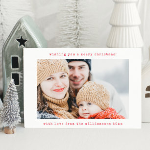Cartes Pour Fêtes Annuelles Rétro minimaliste machine à écrire deux photos Noë