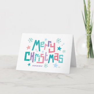 Cartes Pour Fêtes Annuelles Retro modern merry christmas snowy text card