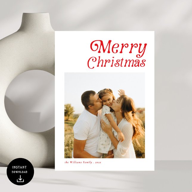 Cartes Pour Fêtes Annuelles Retro moderne Joyeux Noël Photo (Créateur téléchargé)